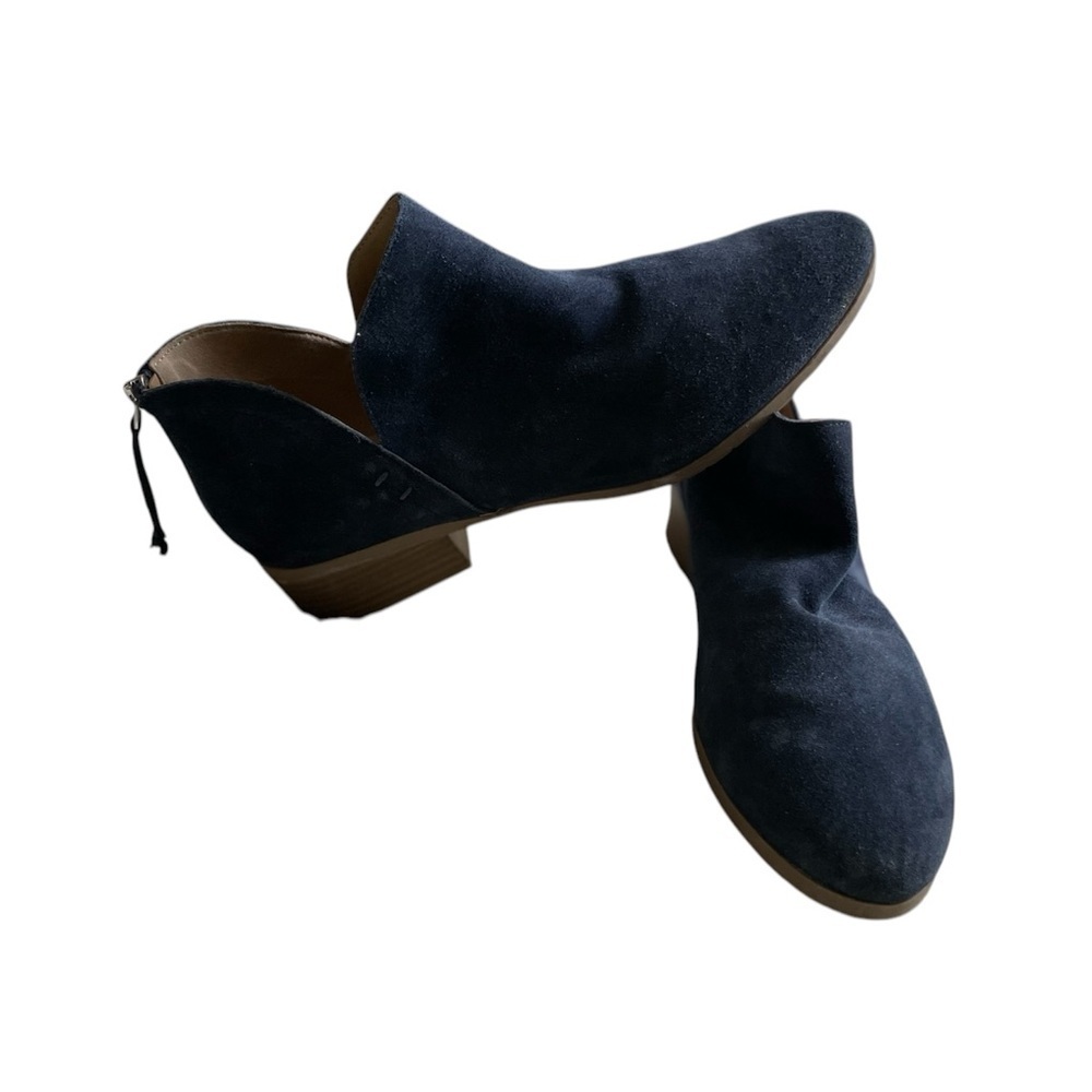 Kenneth Cole Reaction Leather Upper Navy Blue Zipper Closure Booties